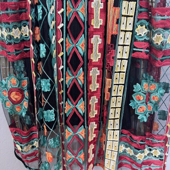 Anthropologie Eva Franco Saskia Embroidered Dress Black Colorful size 10 - Picture 6 of 10